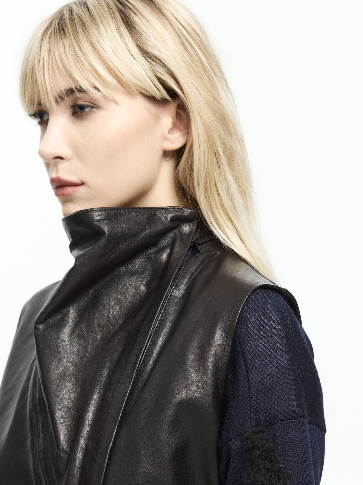 IXOS Gilet asimmetrico in pelle NERO