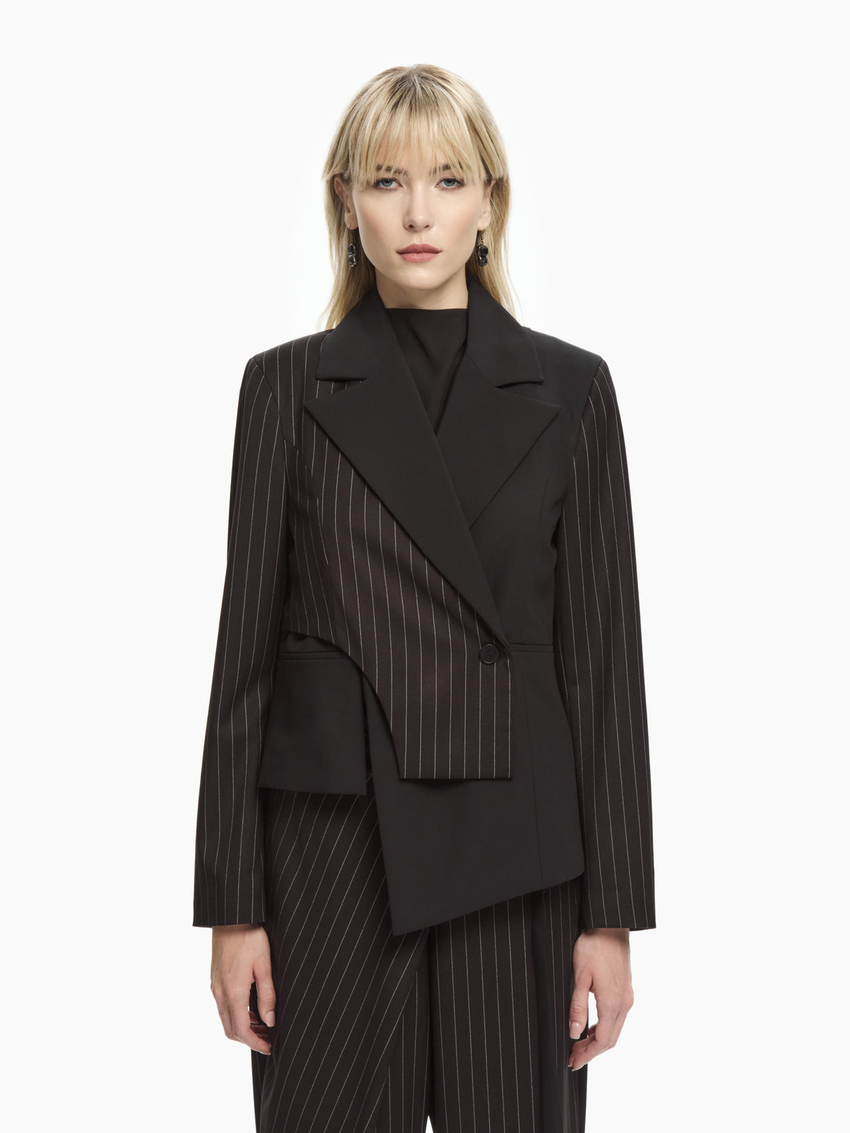 IXOS Blazer gessato asimmetrico NERO