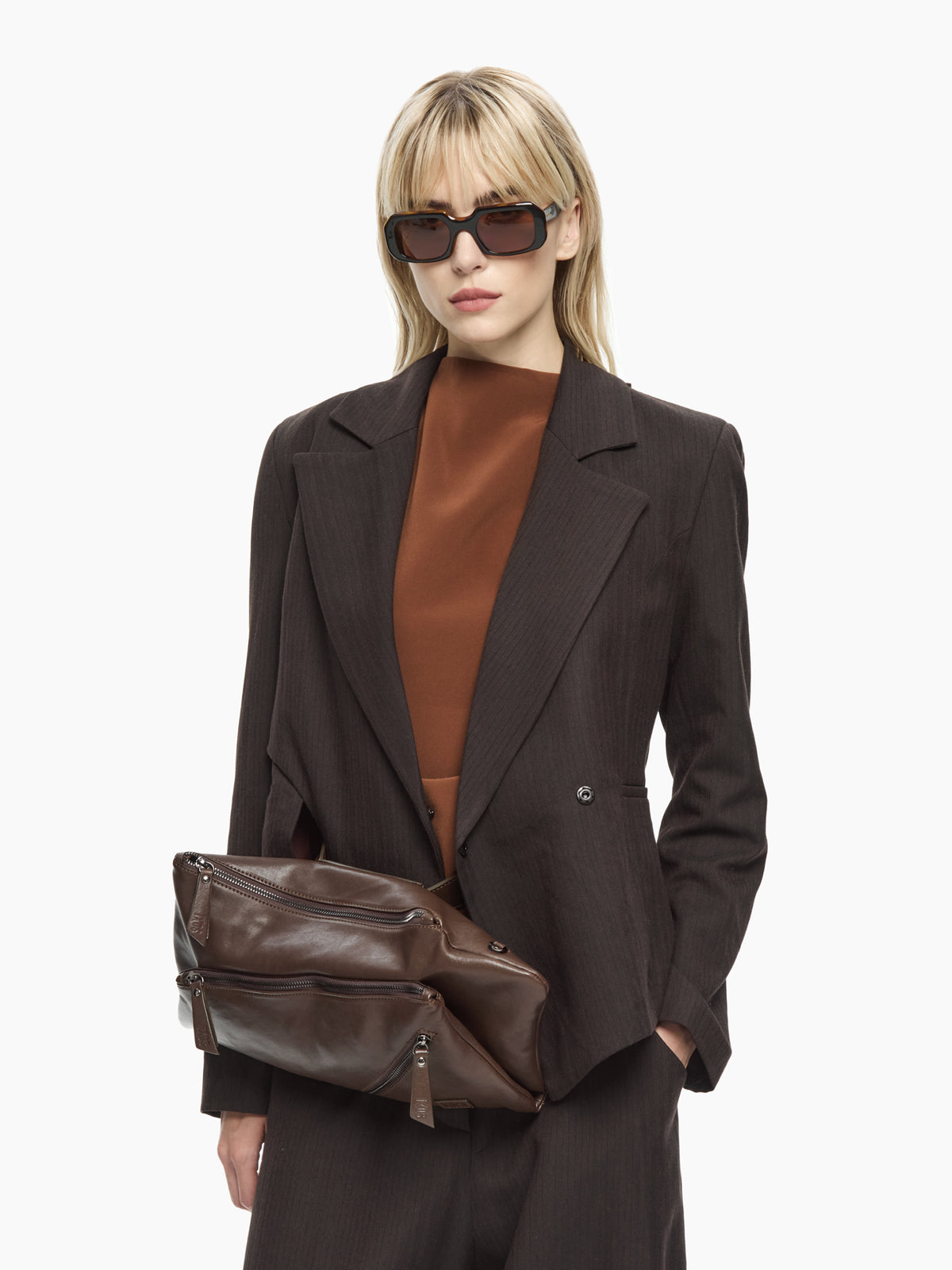 IXOS Giacca asimmetrica sartoriale MARRONE