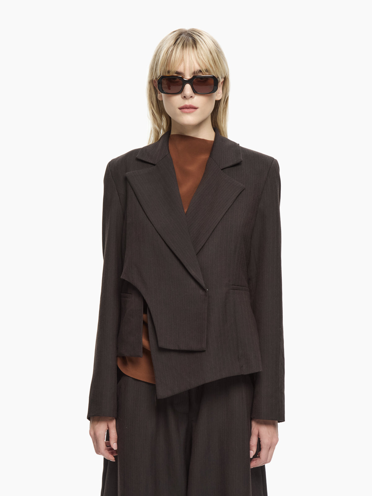 IXOS Giacca asimmetrica sartoriale MARRONE