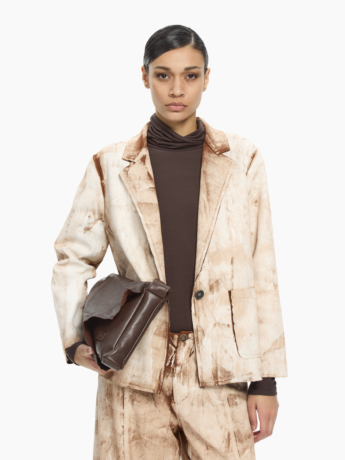 IXOS Blazer con effetto materico   MARRONE
