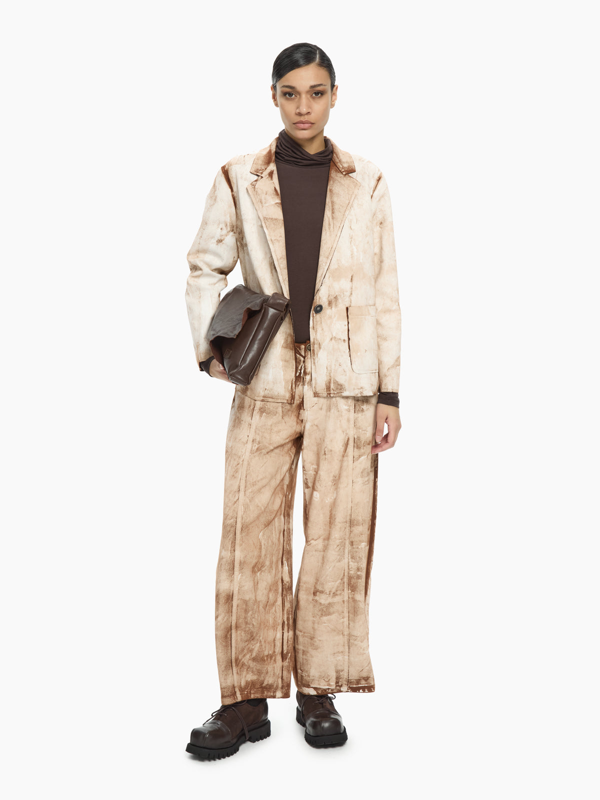 IXOS Blazer con effetto materico   MARRONE