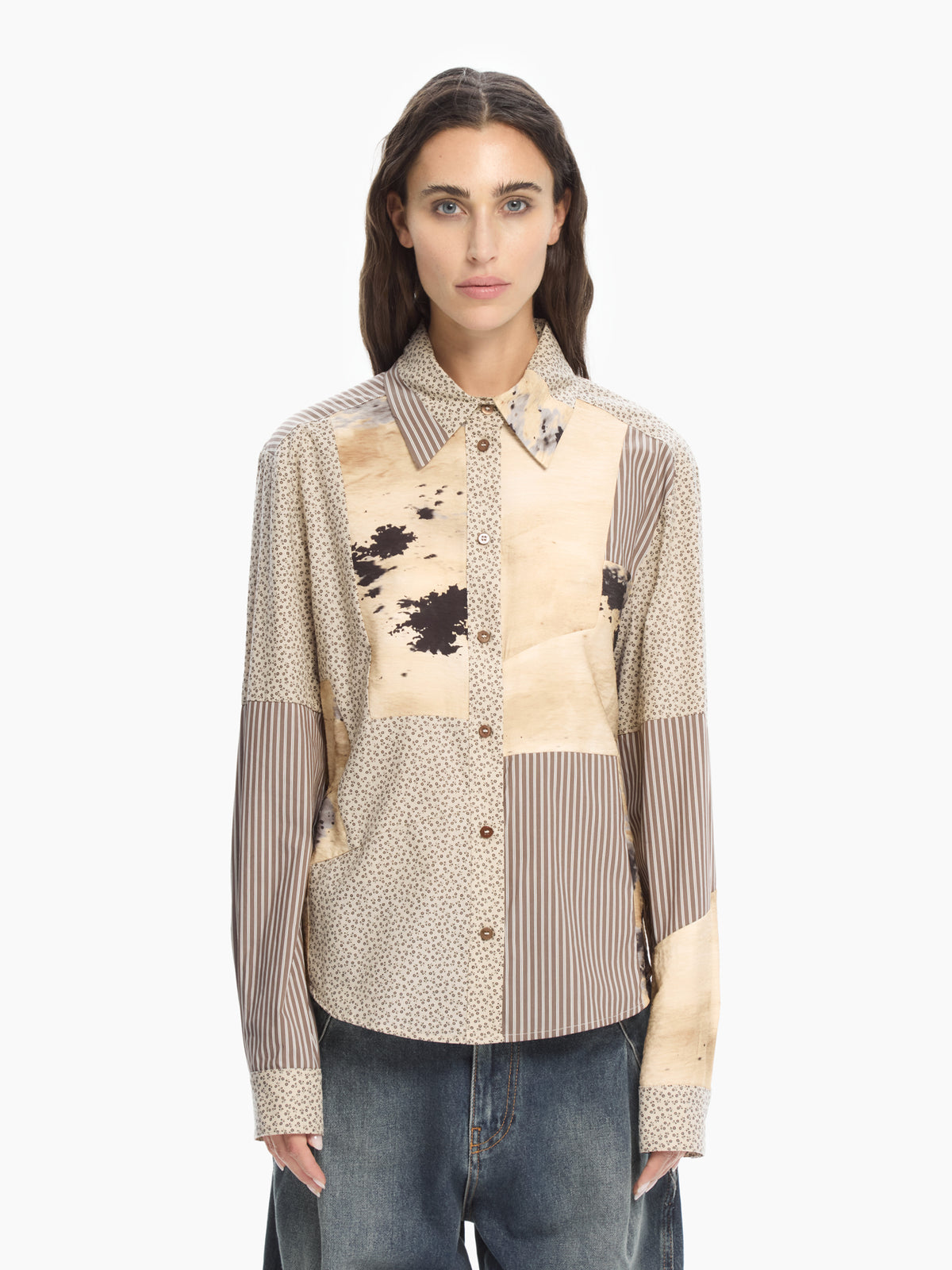 IXOS Camicia Patchwork MARRONE