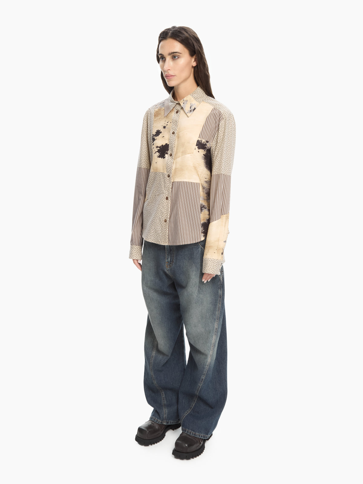 IXOS Camicia Patchwork MARRONE