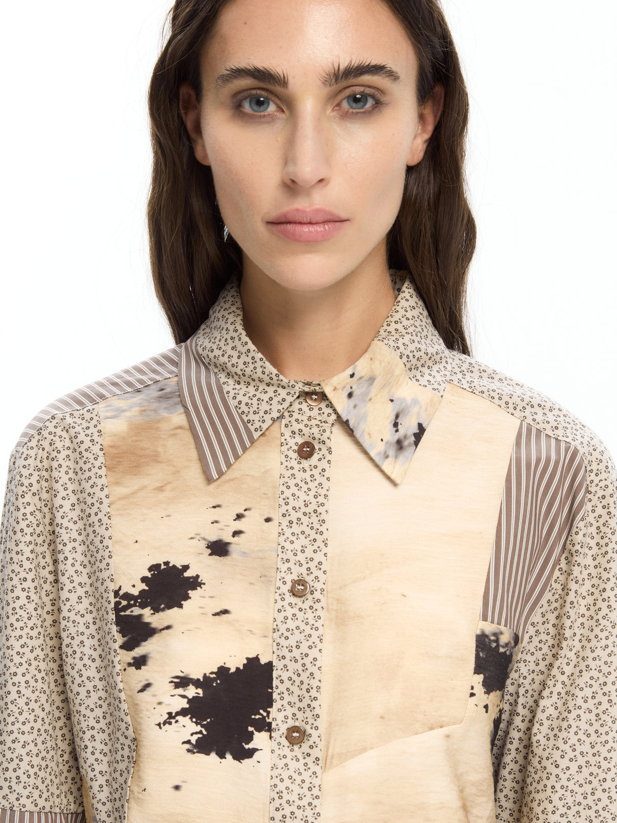 IXOS Camicia Patchwork MARRONE