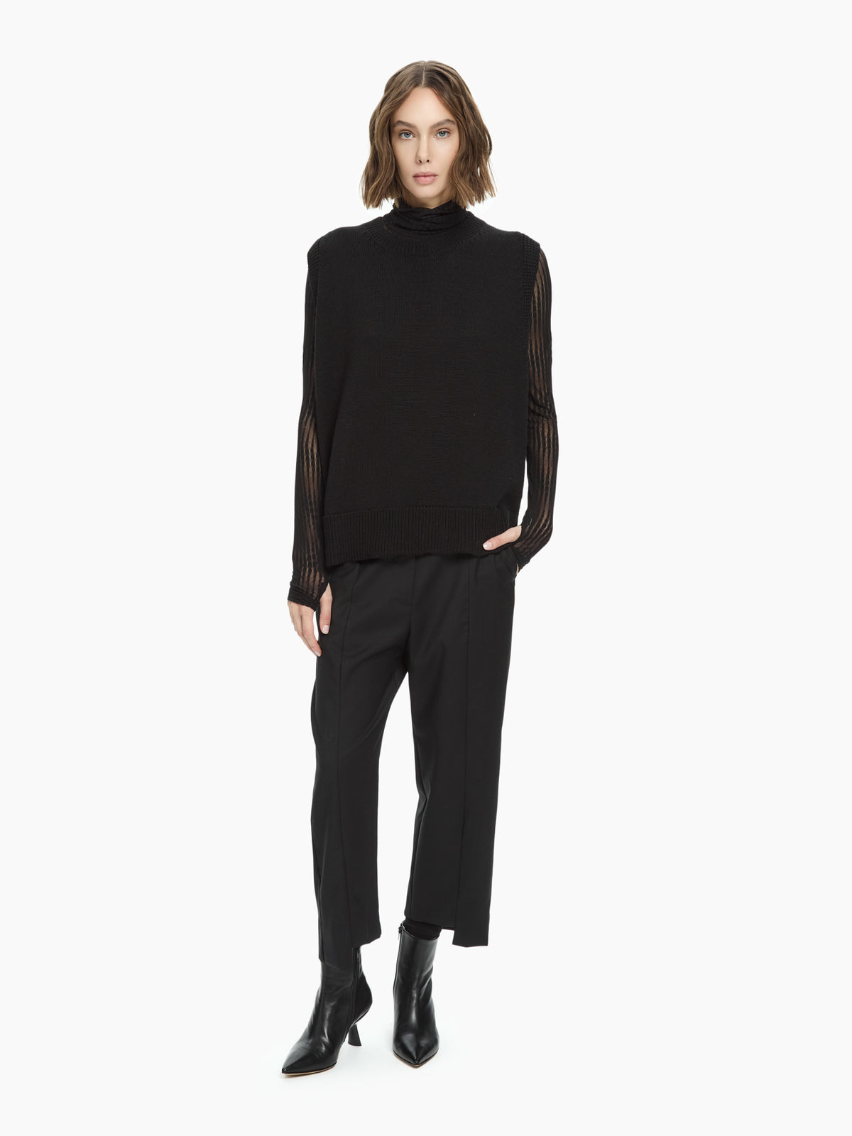 IXOS Pantaloni cropped sartoriali NERO