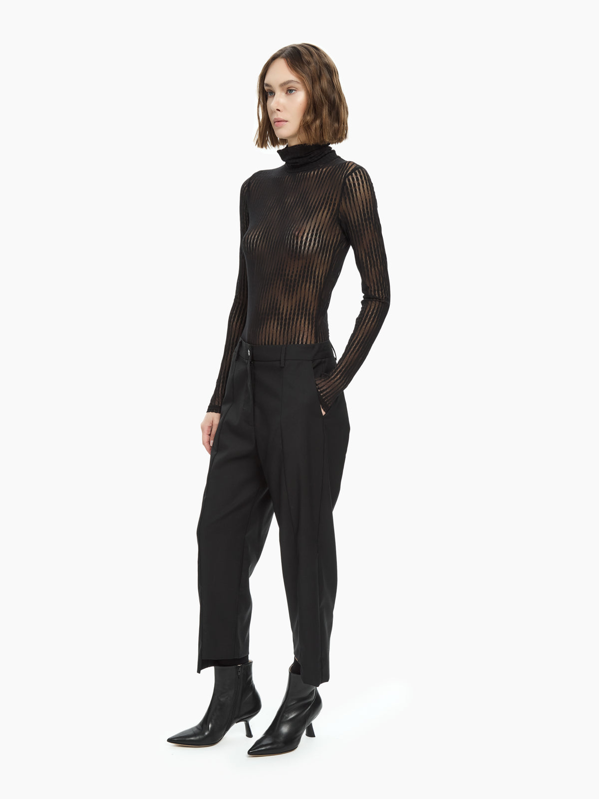 IXOS Pantaloni cropped sartoriali NERO