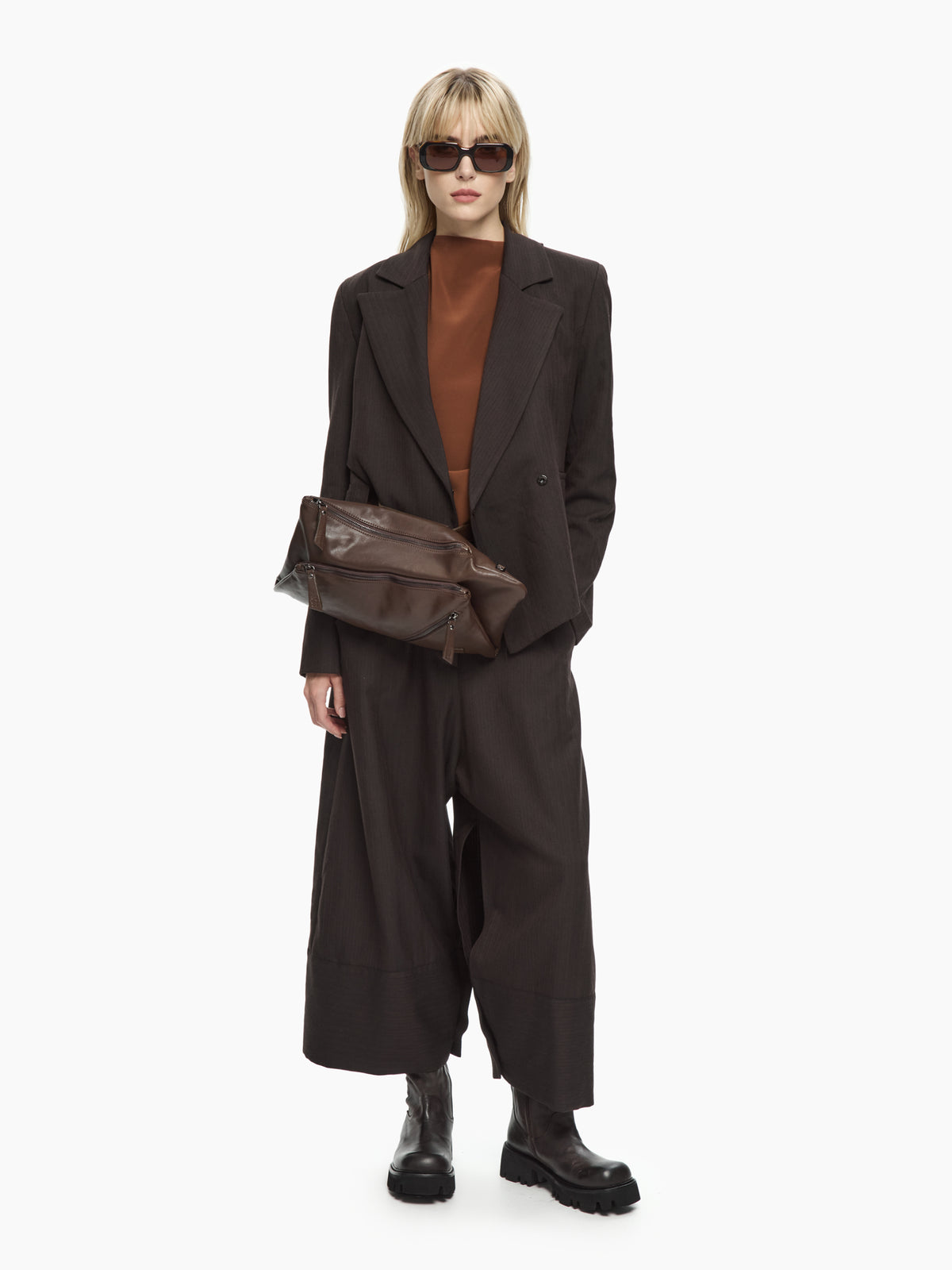 IXOS Pantaloni wide leg MARRONE