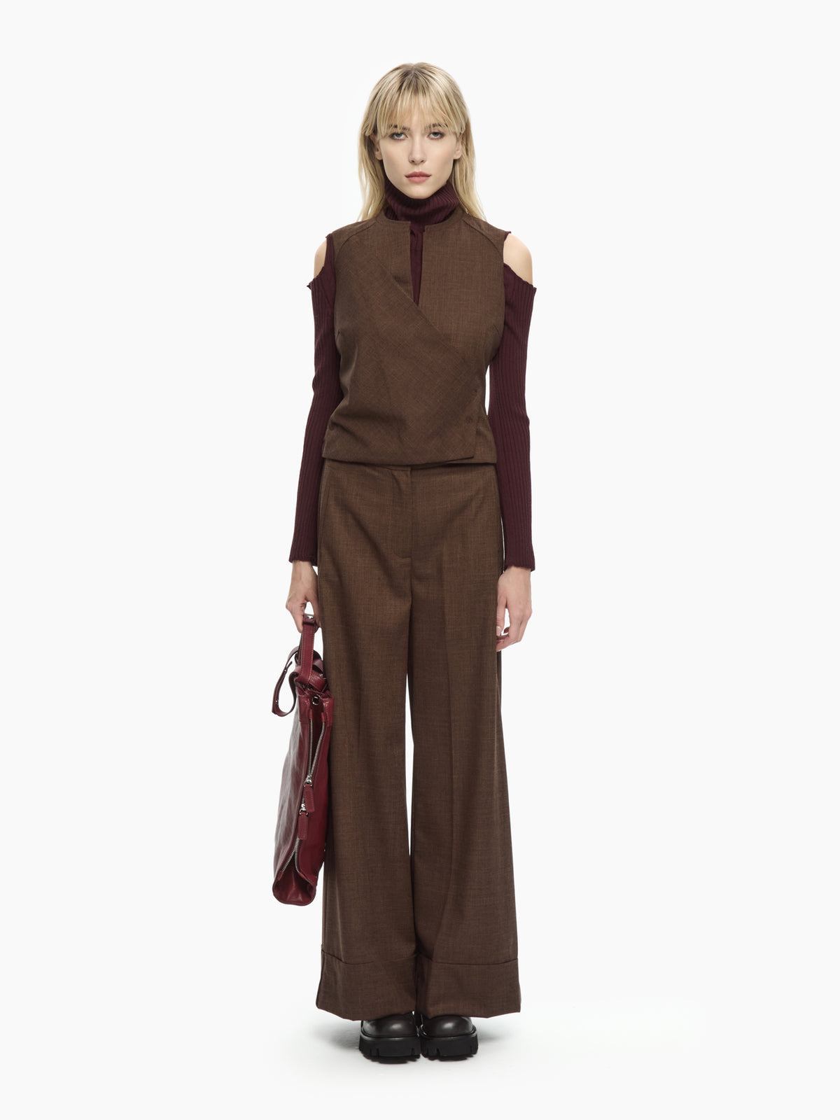 IXOS Pantaloni wide leg MARRONE