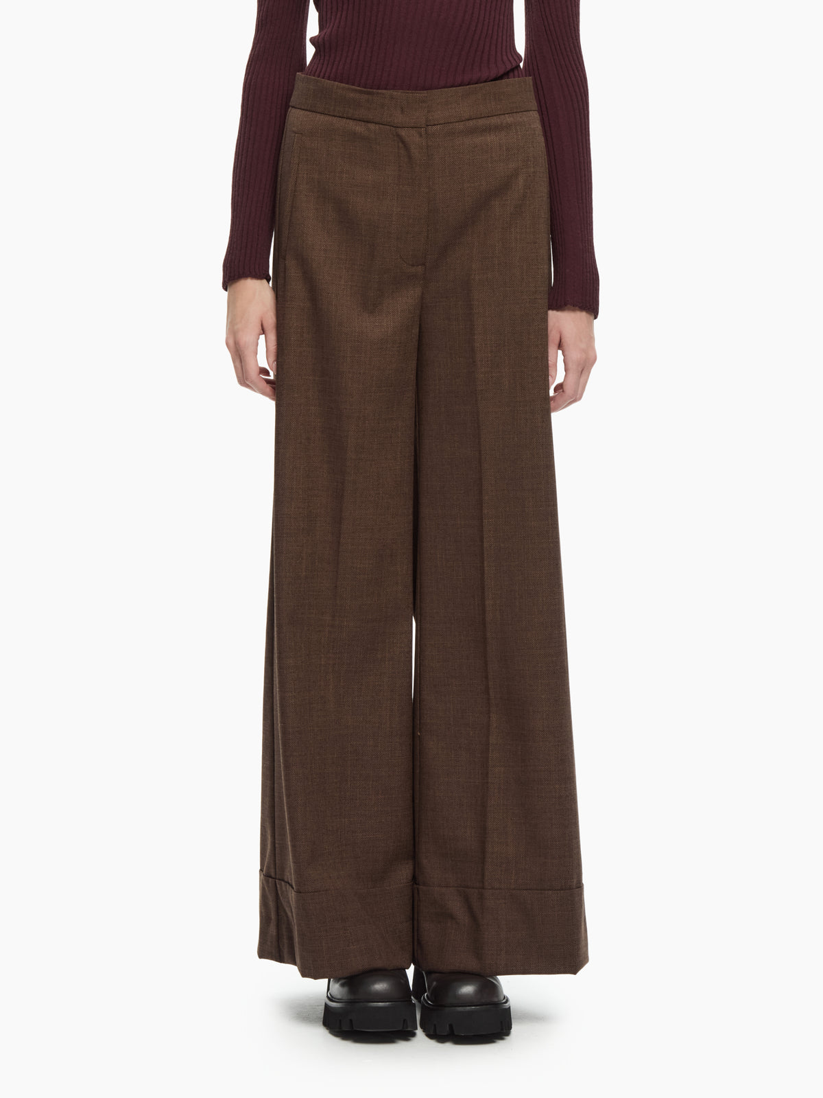 IXOS Pantaloni wide leg MARRONE