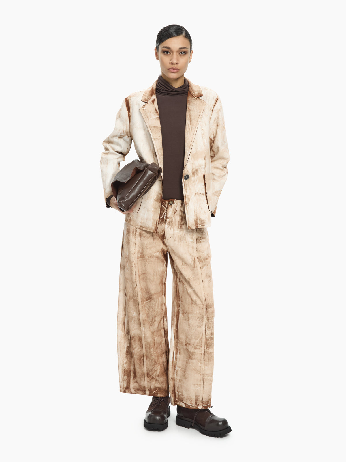 IXOS Pantaloni effetto materico MARRONE