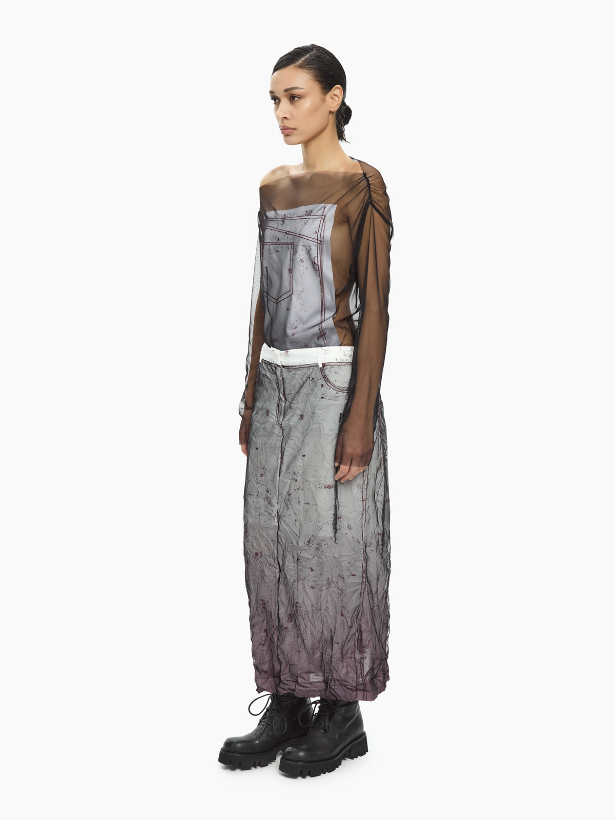 IXOS Gonna con tulle materico BIANCO