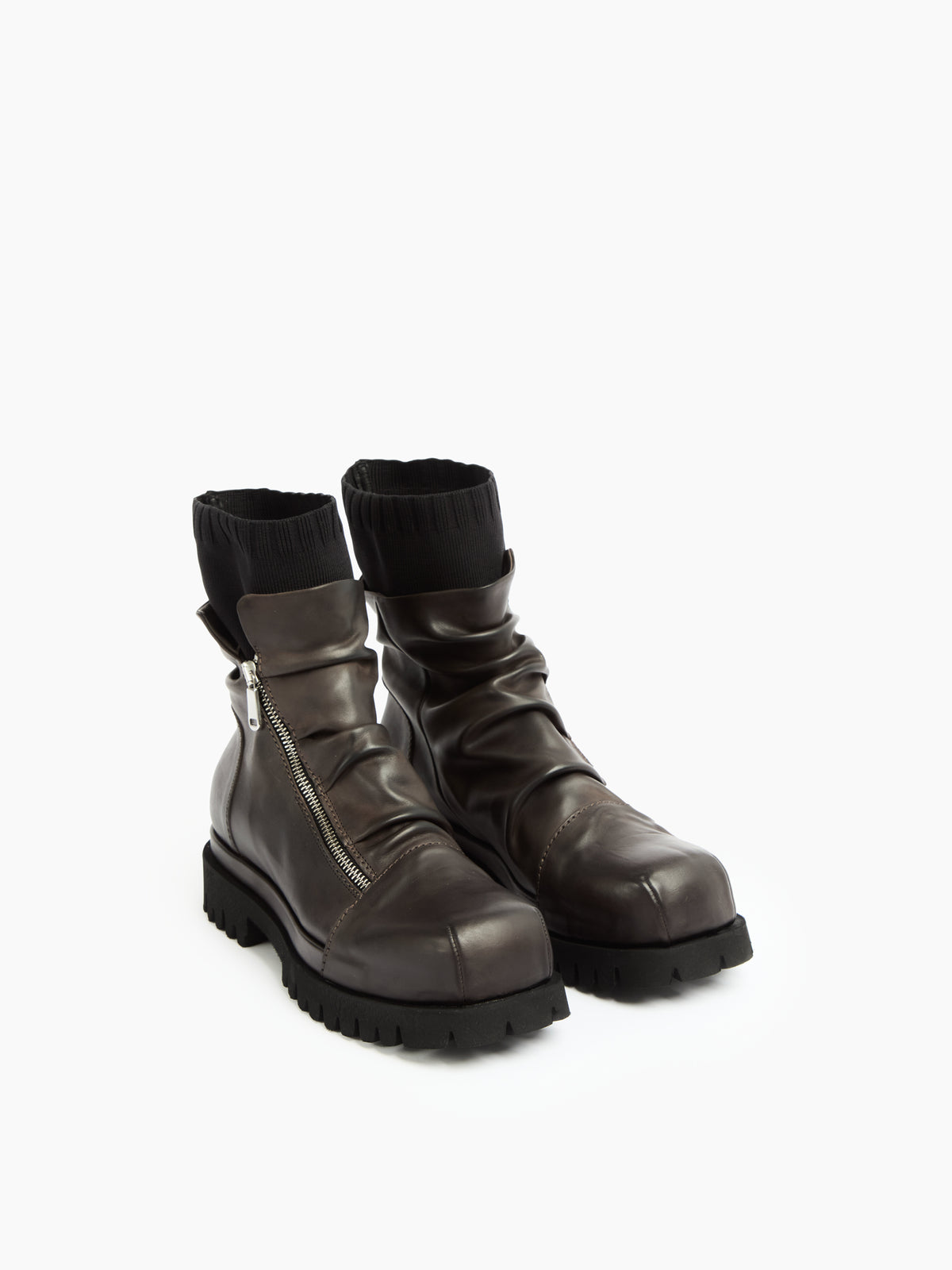 IXOS Stivaletto con zip e inserto in maglia MARRONE