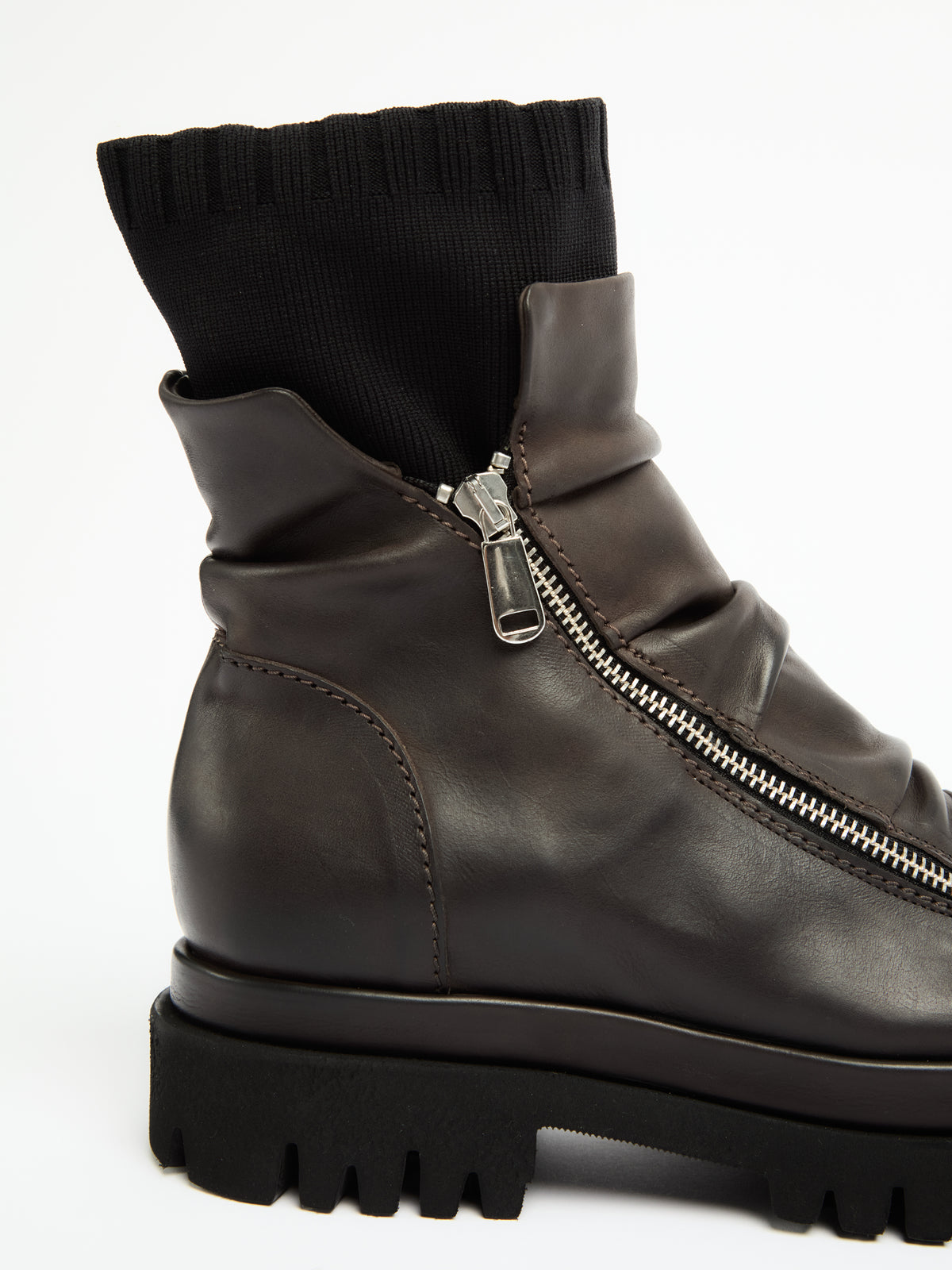 IXOS Stivaletto con zip e inserto in maglia MARRONE