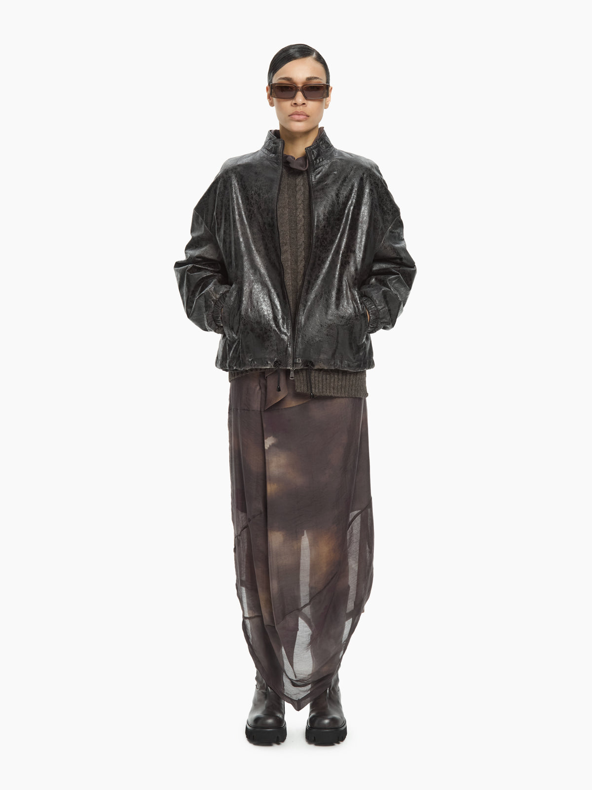 IXOS Bomber in pelle effetto vintage  MARRONE