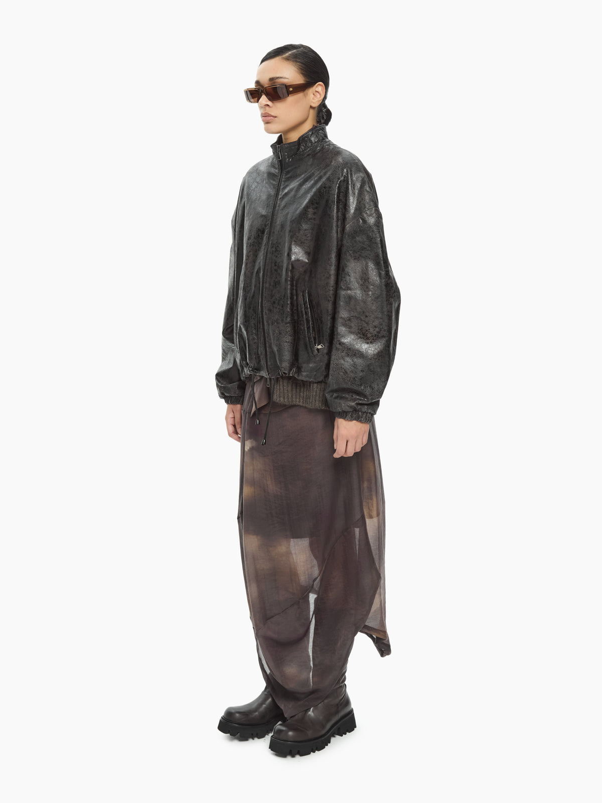 IXOS Bomber in pelle effetto vintage  MARRONE
