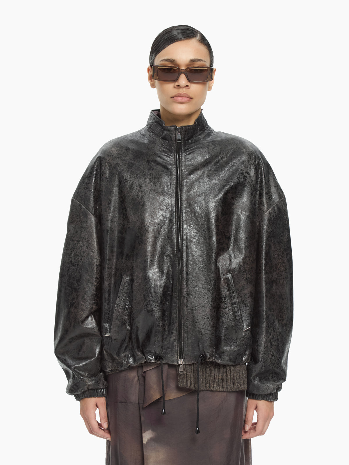 IXOS Bomber in pelle effetto vintage  MARRONE