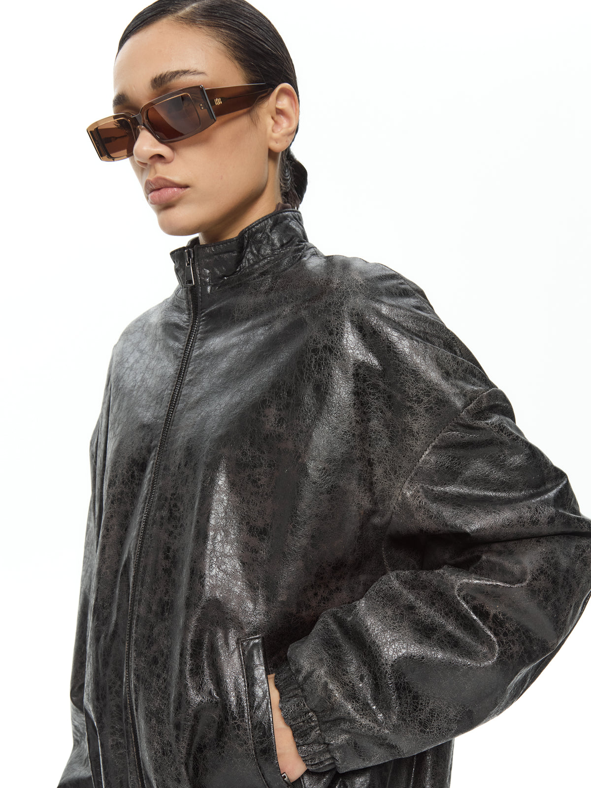 IXOS Bomber in pelle effetto vintage  MARRONE
