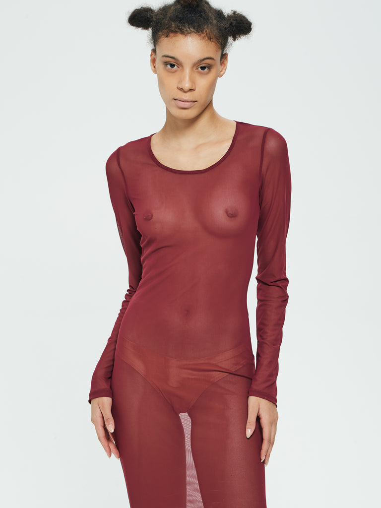 IXOS Abito midi semi trasparente ROSSO