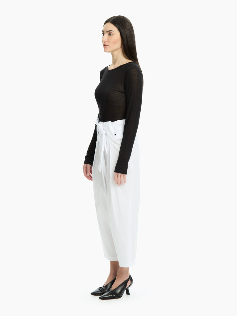 IXOS Pantaloni ampi con nodo in vita BIANCO