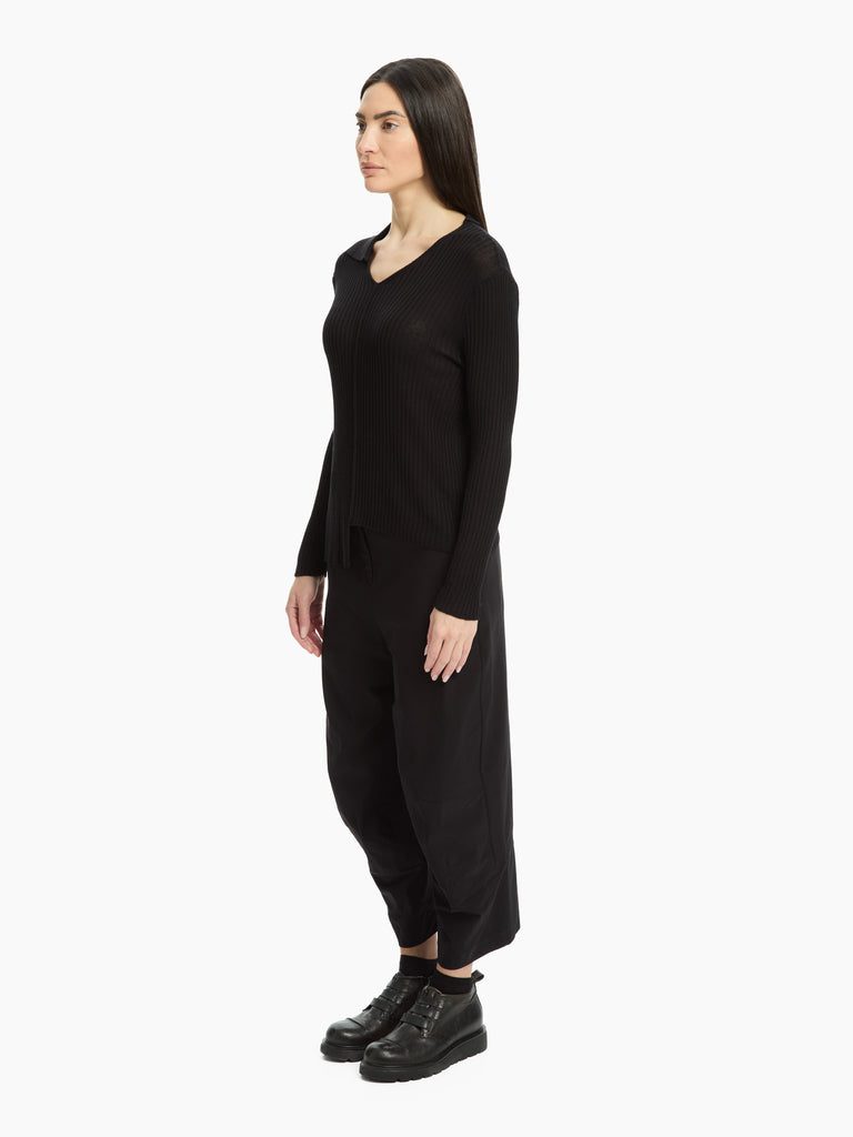 IXOS Maglia a coste con colletto asimmetrico NERO