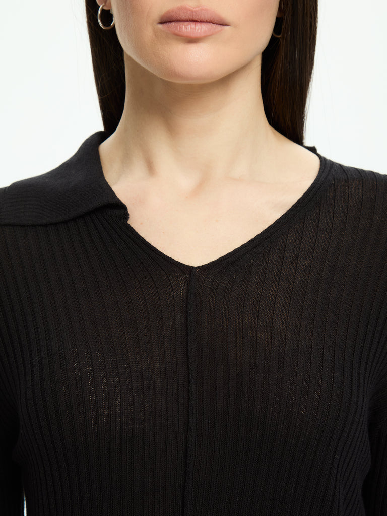 IXOS Maglia a coste con colletto asimmetrico NERO