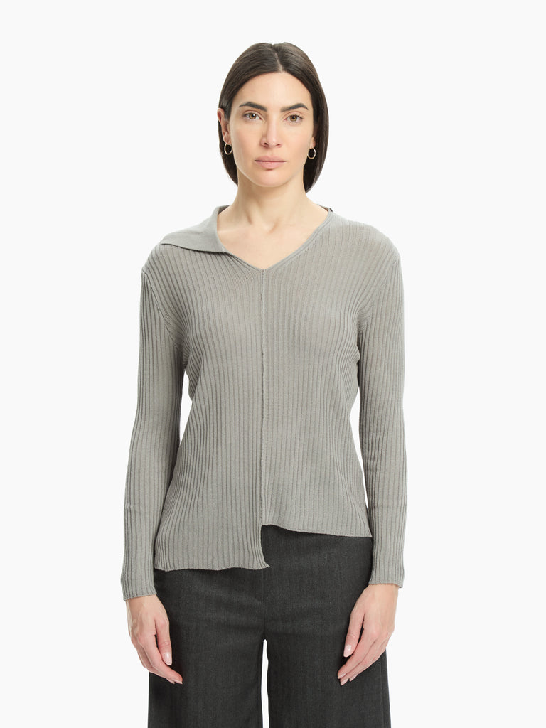 IXOS Maglia a coste con colletto asimmetrico GRIGIO