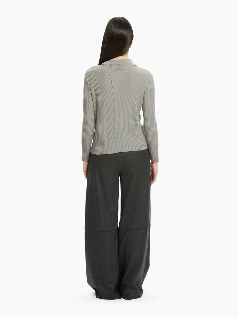 IXOS Maglia a coste con colletto asimmetrico GRIGIO