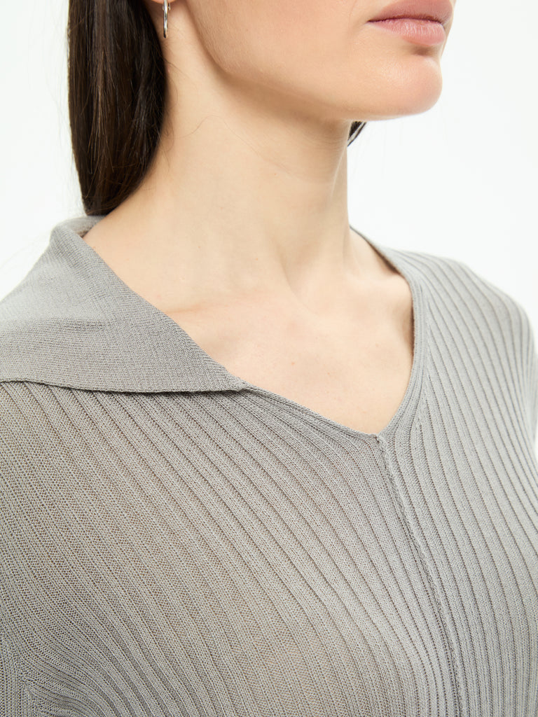 IXOS Maglia a coste con colletto asimmetrico GRIGIO