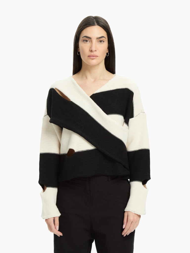 IXOS Maglia incrociata a righe NERO