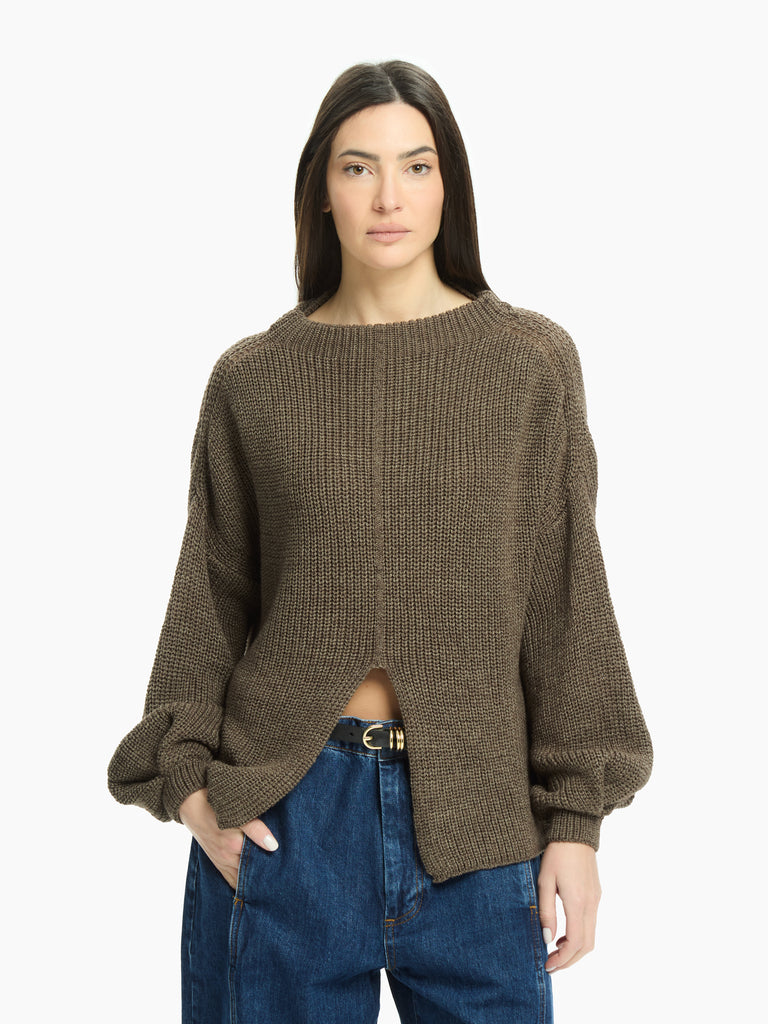 IXOS Maglia con spacco frontale MARRONE