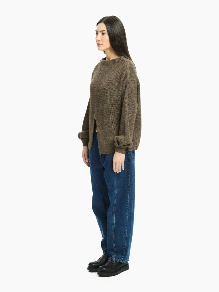 IXOS Maglia con spacco frontale MARRONE