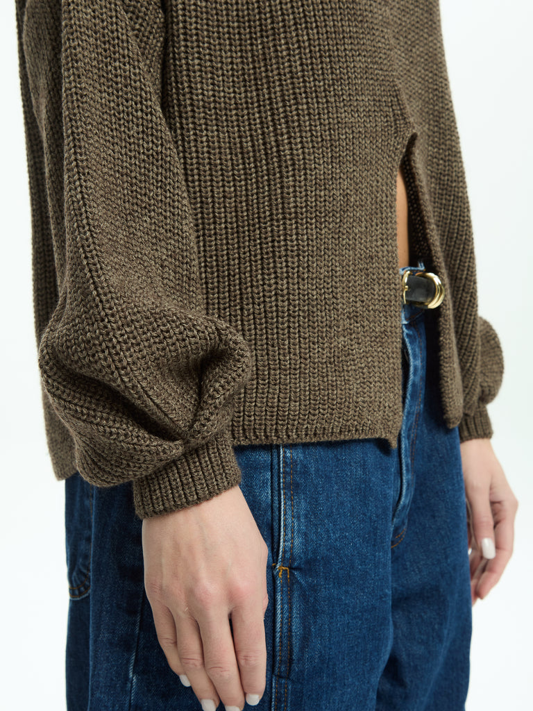 IXOS Maglia con spacco frontale MARRONE