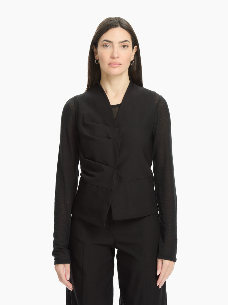 IXOS Gilet con drappeggio sul davanti NERO