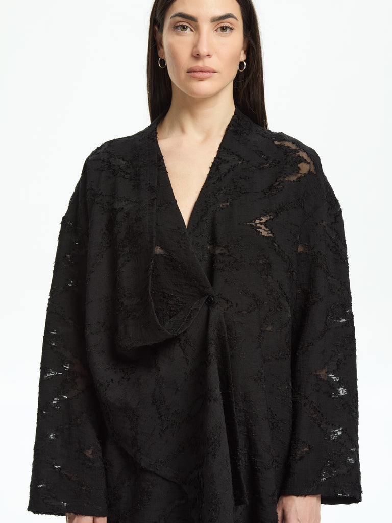 IXOS Giacca lunga con collo sciallato NERO