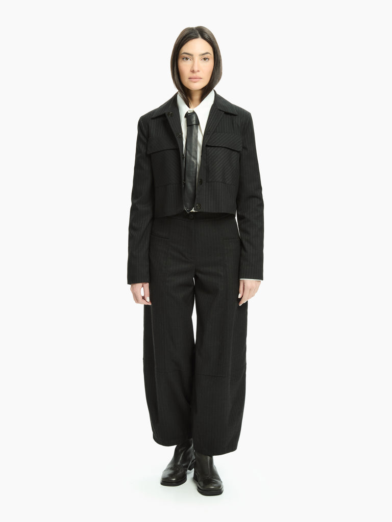 IXOS Giacca cropped gessata GRIGIO