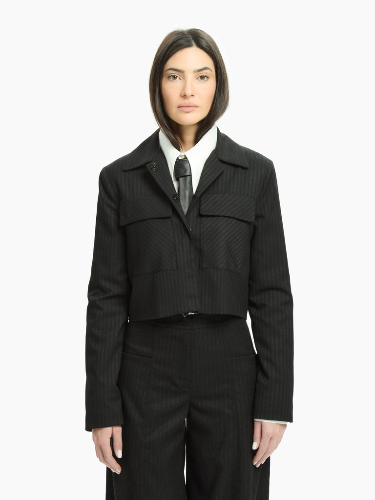 IXOS Giacca cropped gessata GRIGIO