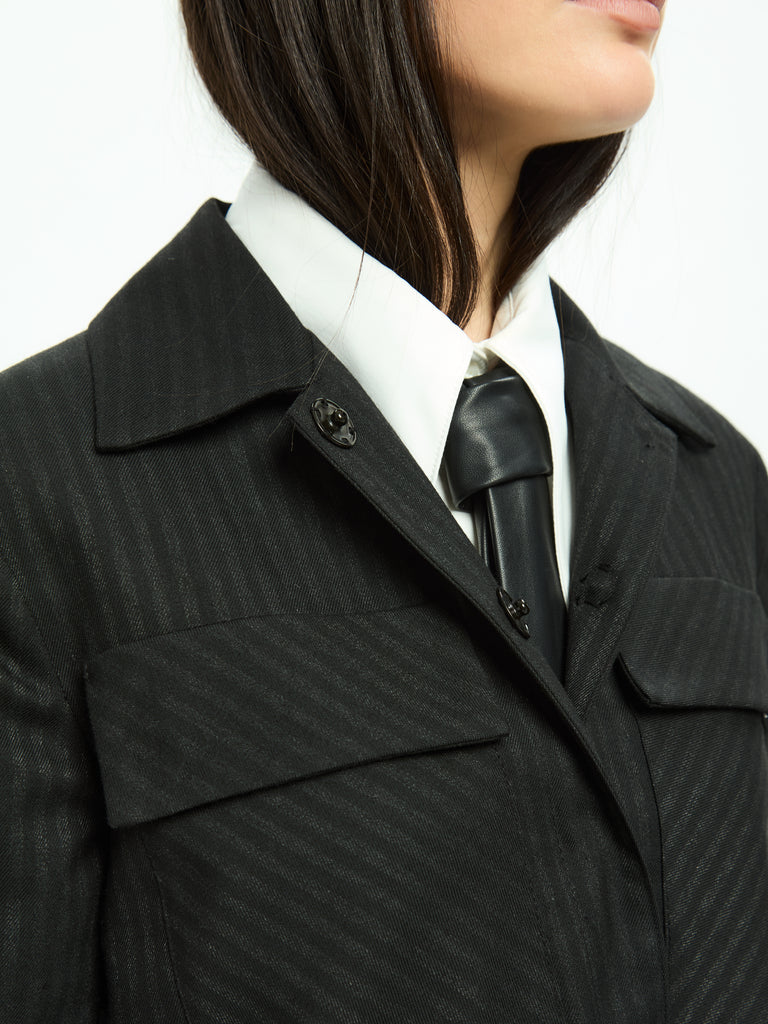 IXOS Giacca cropped gessata GRIGIO