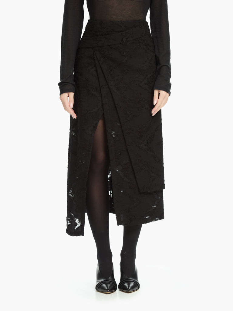 IXOS Gonna midi con pannello asimmetrico NERO