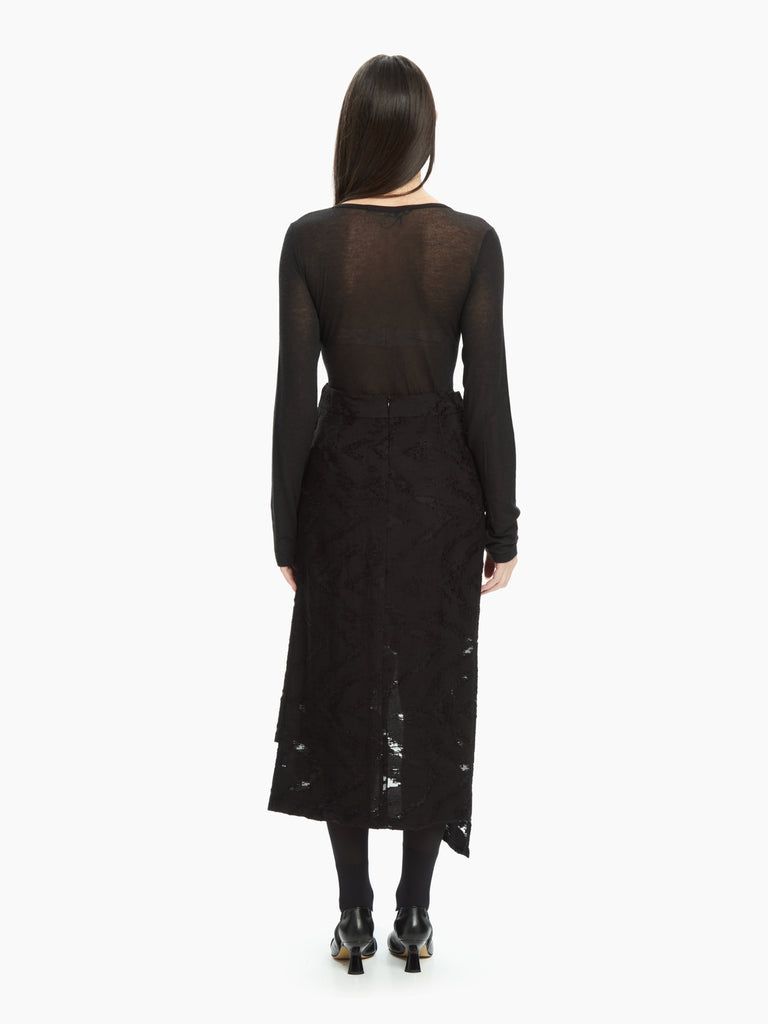 IXOS Gonna midi con pannello asimmetrico NERO