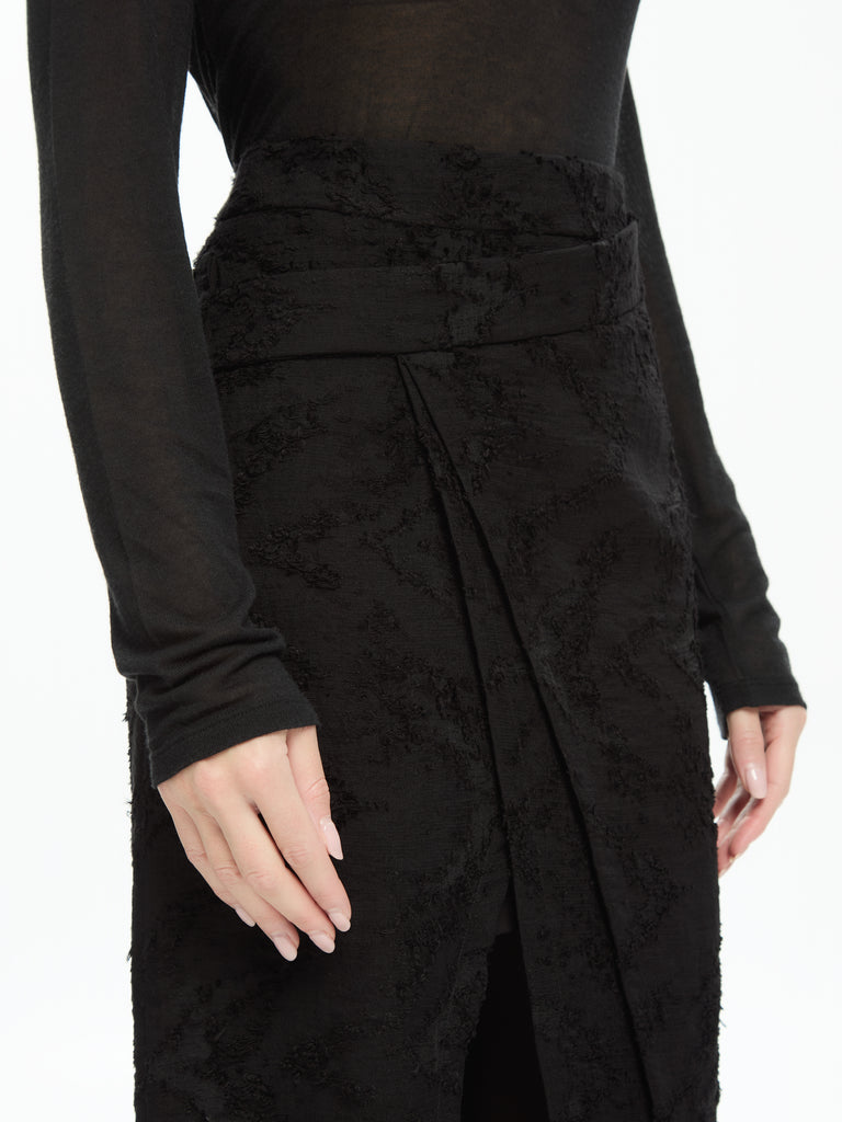 IXOS Gonna midi con pannello asimmetrico NERO