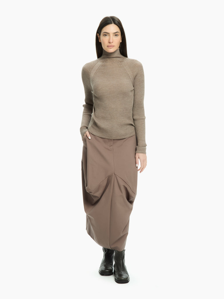 IXOS Gonna lunga con drappeggio TORTORA