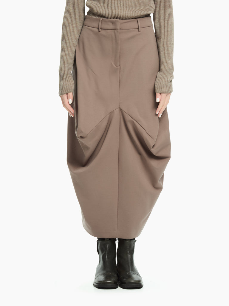 IXOS Gonna lunga con drappeggio TORTORA