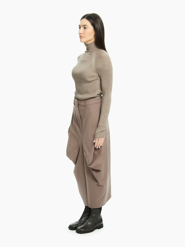 IXOS Gonna lunga con drappeggio TORTORA