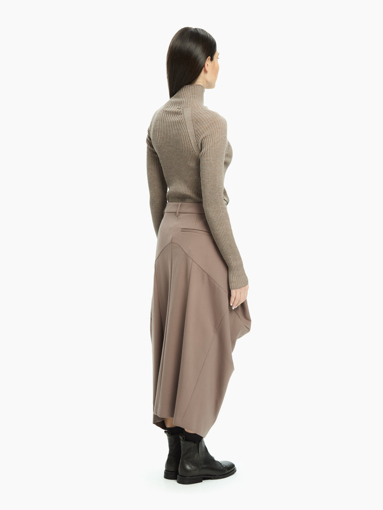 IXOS Gonna lunga con drappeggio TORTORA