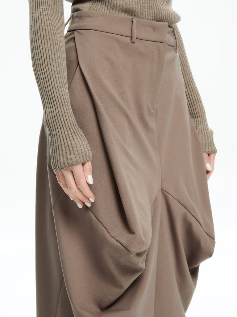 IXOS Gonna lunga con drappeggio TORTORA