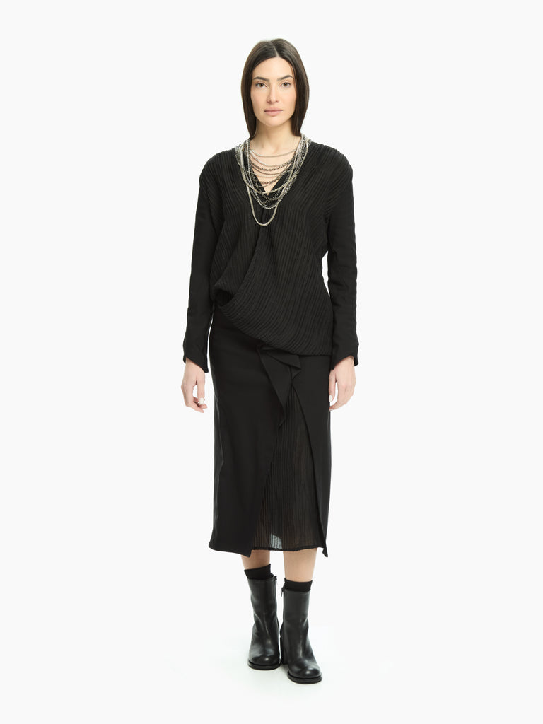 IXOS Gonna mini con pannello drappeggiato NERO