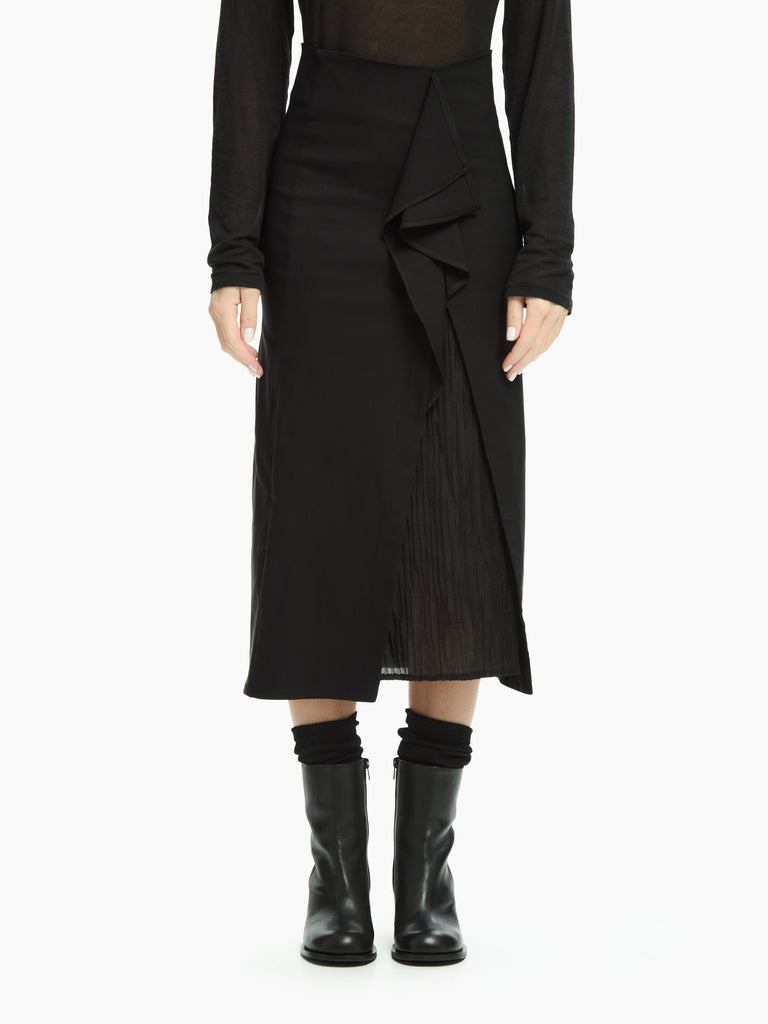 IXOS Gonna mini con pannello drappeggiato NERO