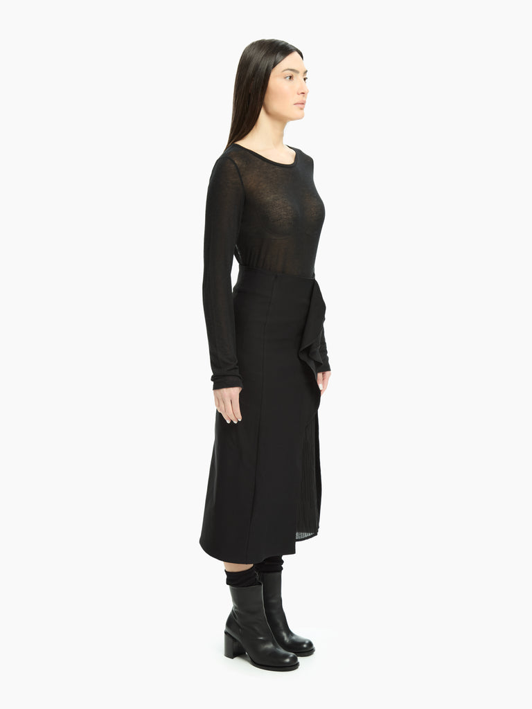 IXOS Gonna mini con pannello drappeggiato NERO