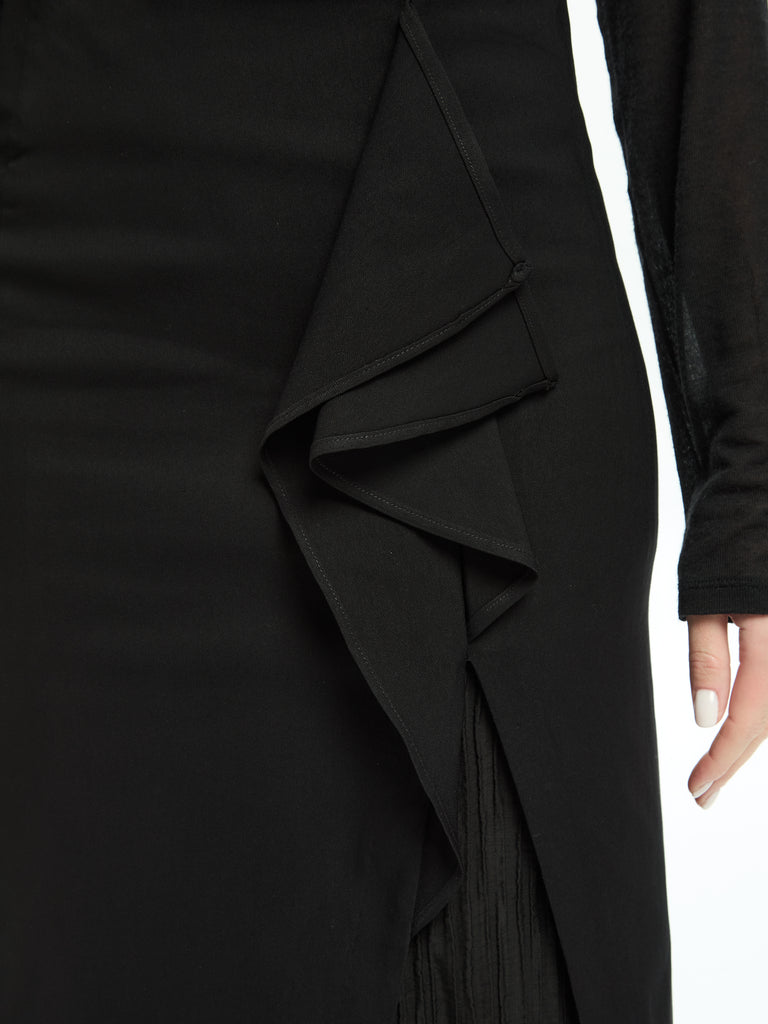 IXOS Gonna mini con pannello drappeggiato NERO